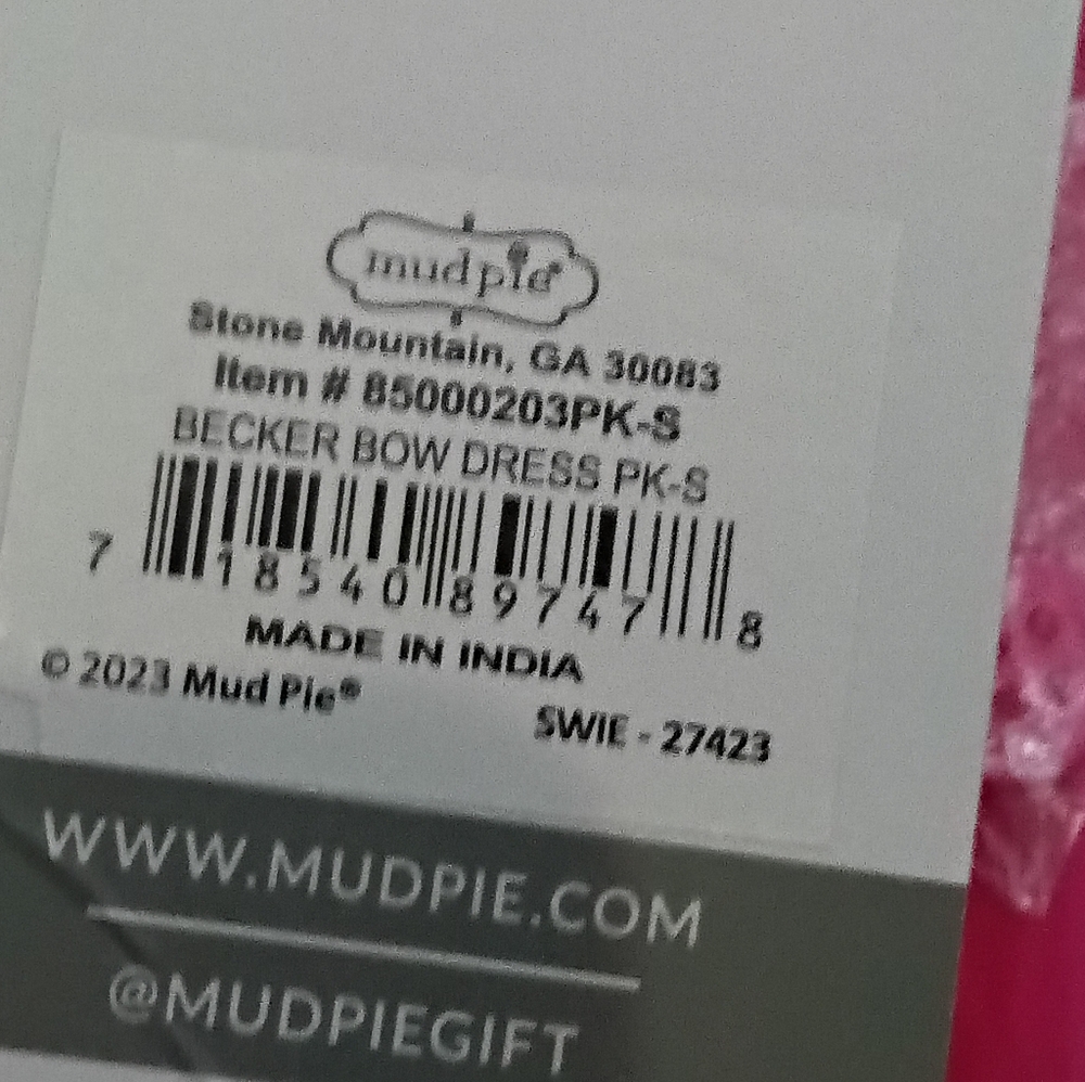 Mud Pie Sz. S NWT Pink Becker Bow Dress - Picture 9 of 16